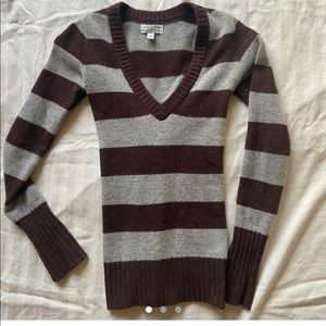 abercrombie and fitch brown and grey striped sweater.
